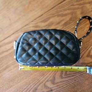Quilted Black Gold Studded Belt Bag‎ Crossbody Option Versatile Purse